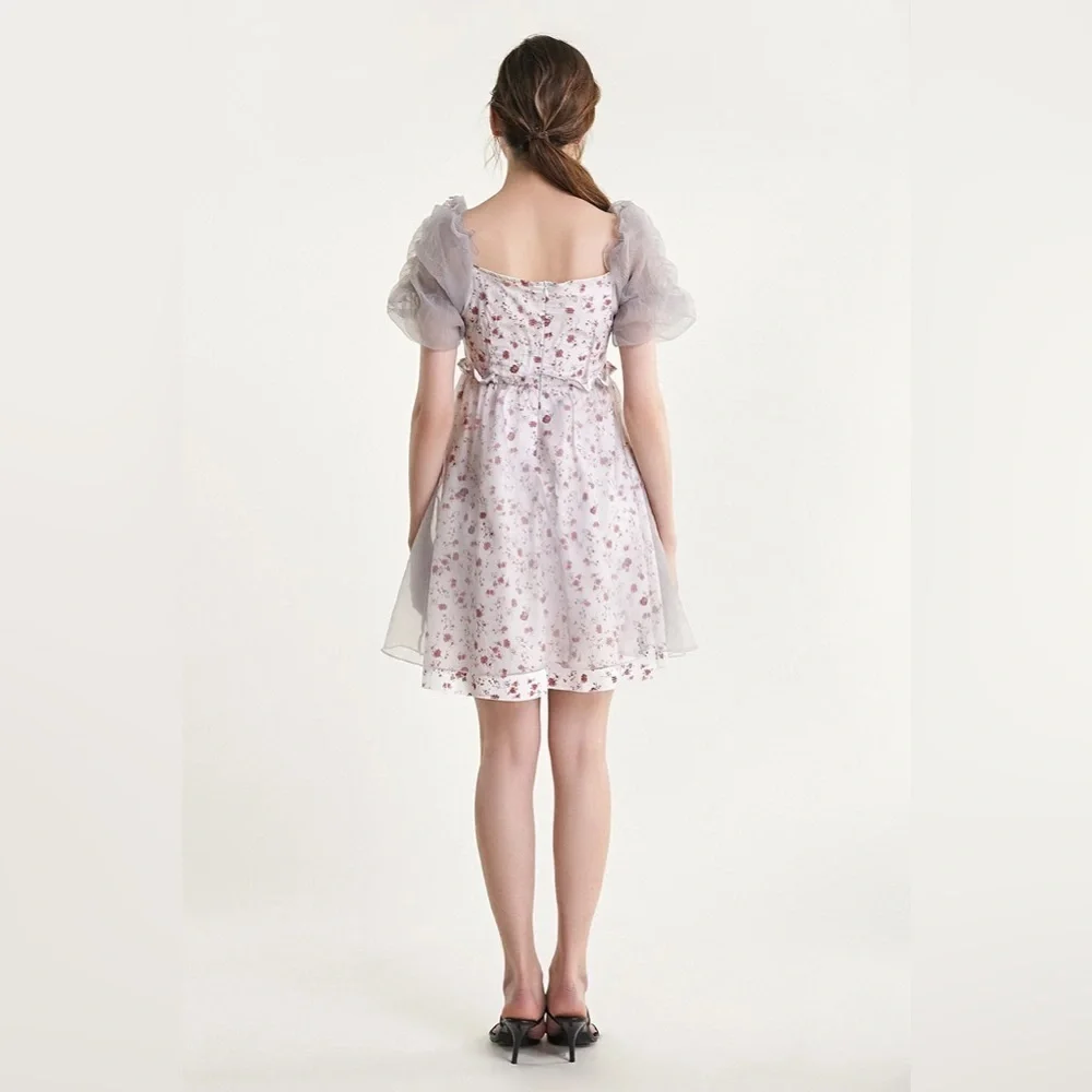 J.ING Floral Print Bubble Sleeve Mini Dress - Picture 5 of 8